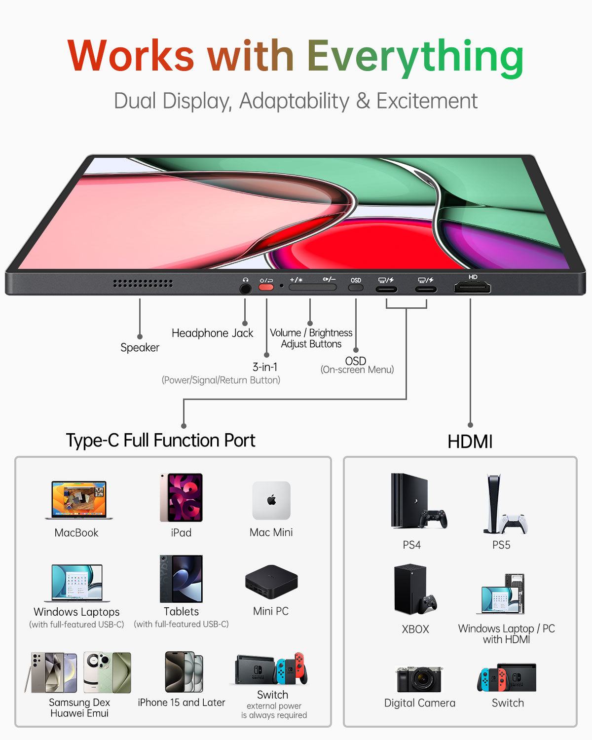 Intehill F16ZB จอแยกพกพา 16 นิ้ว FHD+ (1920×1200) 120Hz IPS