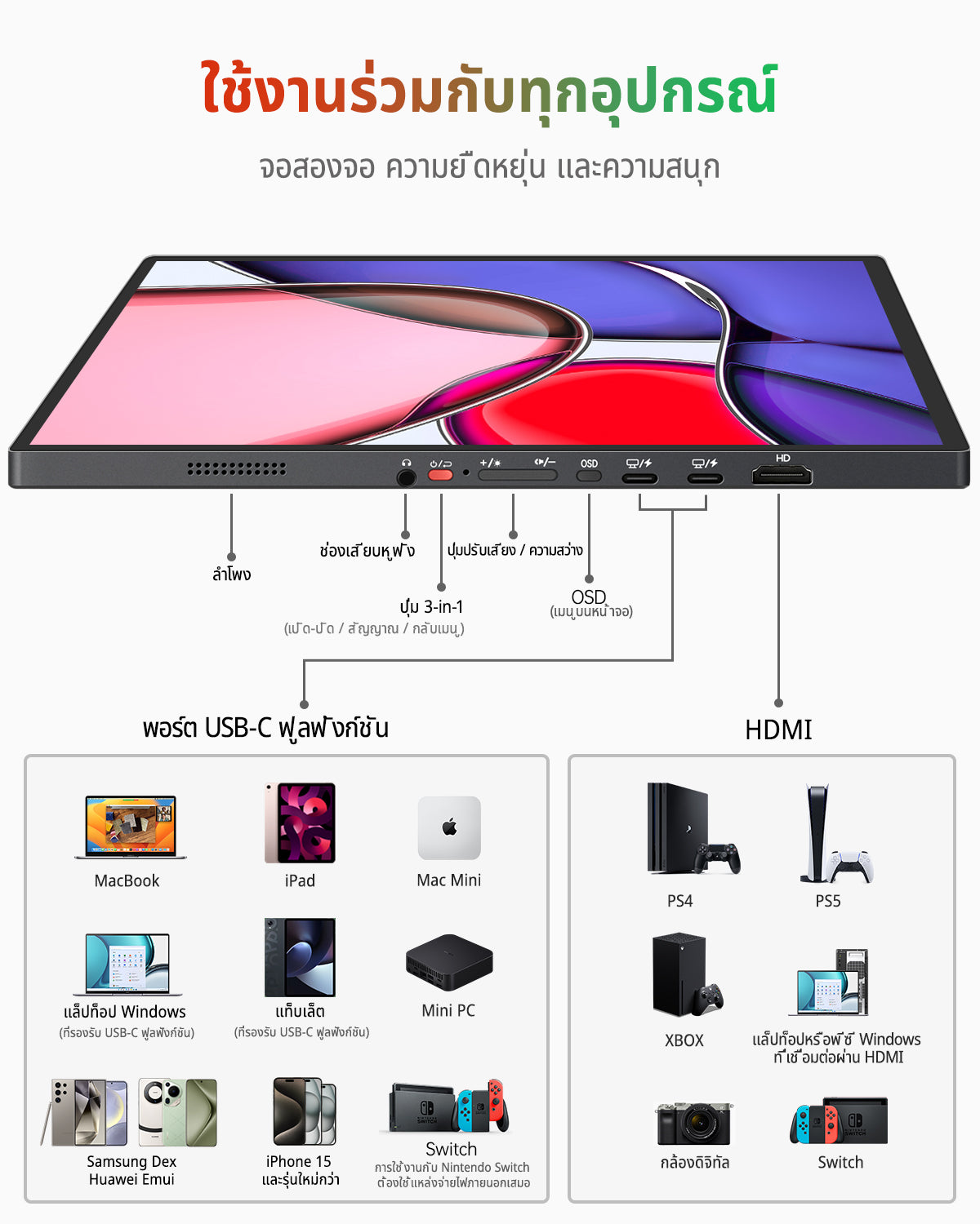 Intehill Q16ZB จอพกพา 2K 16 นิ้ว (2560×1600) 120Hz IPS จอแยก