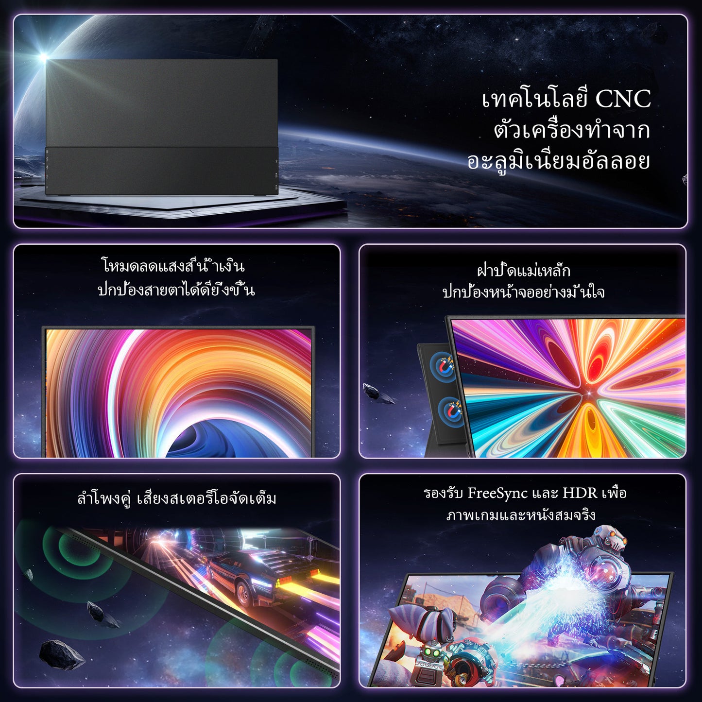 Intehill F13NA จอมอนเตอร์พกพา 13.3 นิ้ว FHD 1080p (1920×1080) 60Hz OLED จอแยก