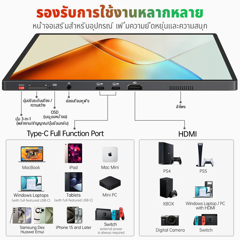 Intehill Q16ZT จอมอนิเตอร์พกพา 2K 16 นิ้ว (2560×1600) 120Hz IPS หน้าจอสัมผัส