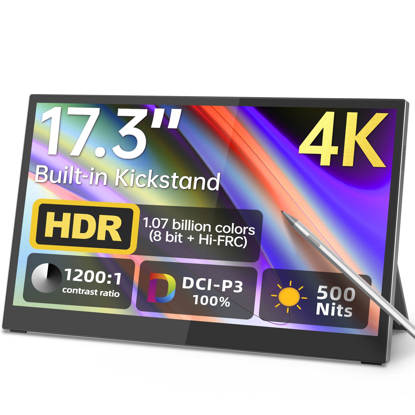 Intehill U17ZT จอคอมพกพา 17.3 นิ้ว 4K UHD (3840×2160) 60Hz IPS หน้าจอสัมผัส จอแยก รองรับปากกา 4096 ระดับแรงกด