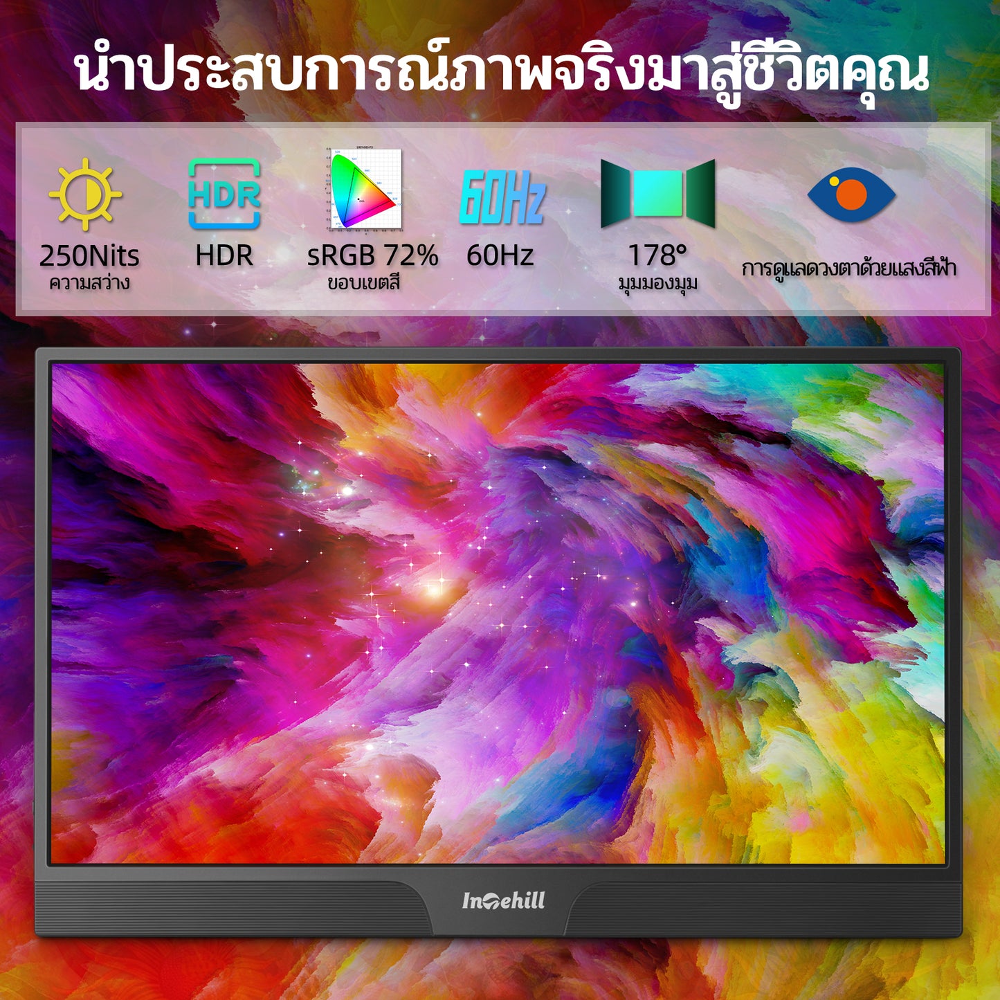Intehill F15NB จอคอม 15.6 นิ้ว FHD 1080p (1920×1080) 60Hz IPS จอแยก
