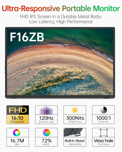 Intehill F16ZB จอแยกพกพา 16 นิ้ว FHD+ (1920×1200) 120Hz IPS