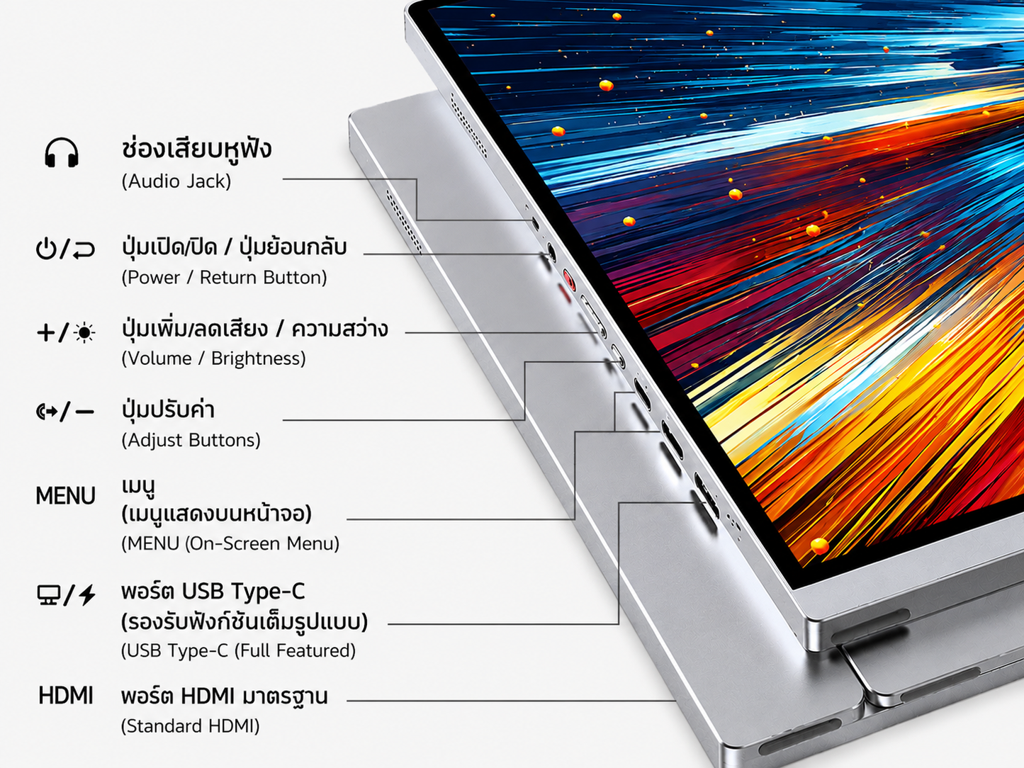 Intehill U13ZC จอแยกพกพา ไม่สัมผัสหน้าจอ 13.4 นิ้ว 4K+ (3840×2400) 60Hz IGZO No Touch screen