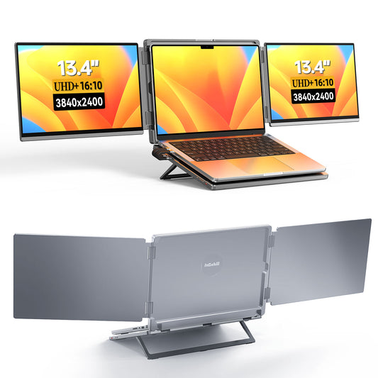 Intehill LR13U จอคอมพกพาแบบคู่ 13.4 นิ้ว x2 4K+ (3840×2400) 60Hz IGZO สำหรับแล็ปท็อประดับไฮเอนด์ 13-15 นิ้ว