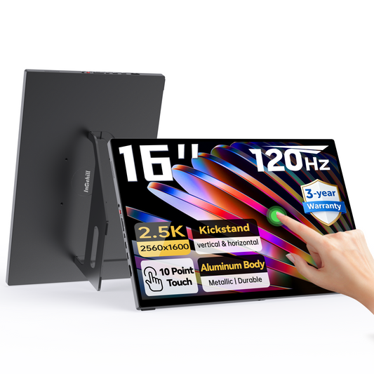 Intehill T16KB/สีดำ จอคอมพกพา 2.5K 16 นิ้ว (2560×1600) 120Hz IPS หน้าจอสัมผัส Touchscreen