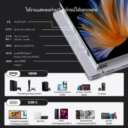 Intehill T16KB/สีเทา จอคอมพกพา 2.5K 16 นิ้ว (2560×1600) 120Hz IPS หน้าจอสัมผัส Touchscreen