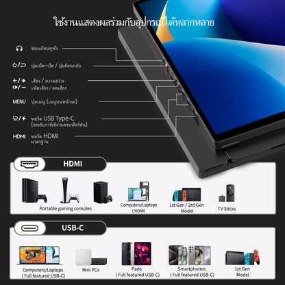 Intehill T16KB/สีดำ จอคอมพกพา 2.5K 16 นิ้ว (2560×1600) 120Hz IPS หน้าจอสัมผัส Touchscreen