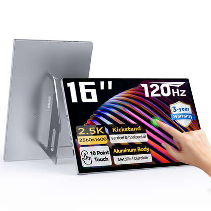 Intehill T16KB/สีเทา จอคอมพกพา 2.5K 16 นิ้ว (2560×1600) 120Hz IPS หน้าจอสัมผัส Touchscreen