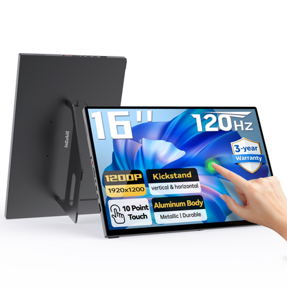 Intehill T16PB/สีดำ จอคอมพกพา FHD 1200P 16 นิ้ว (1920×1200) FHD 120Hz IPS หน้าจอสัมผัส Touchscreen