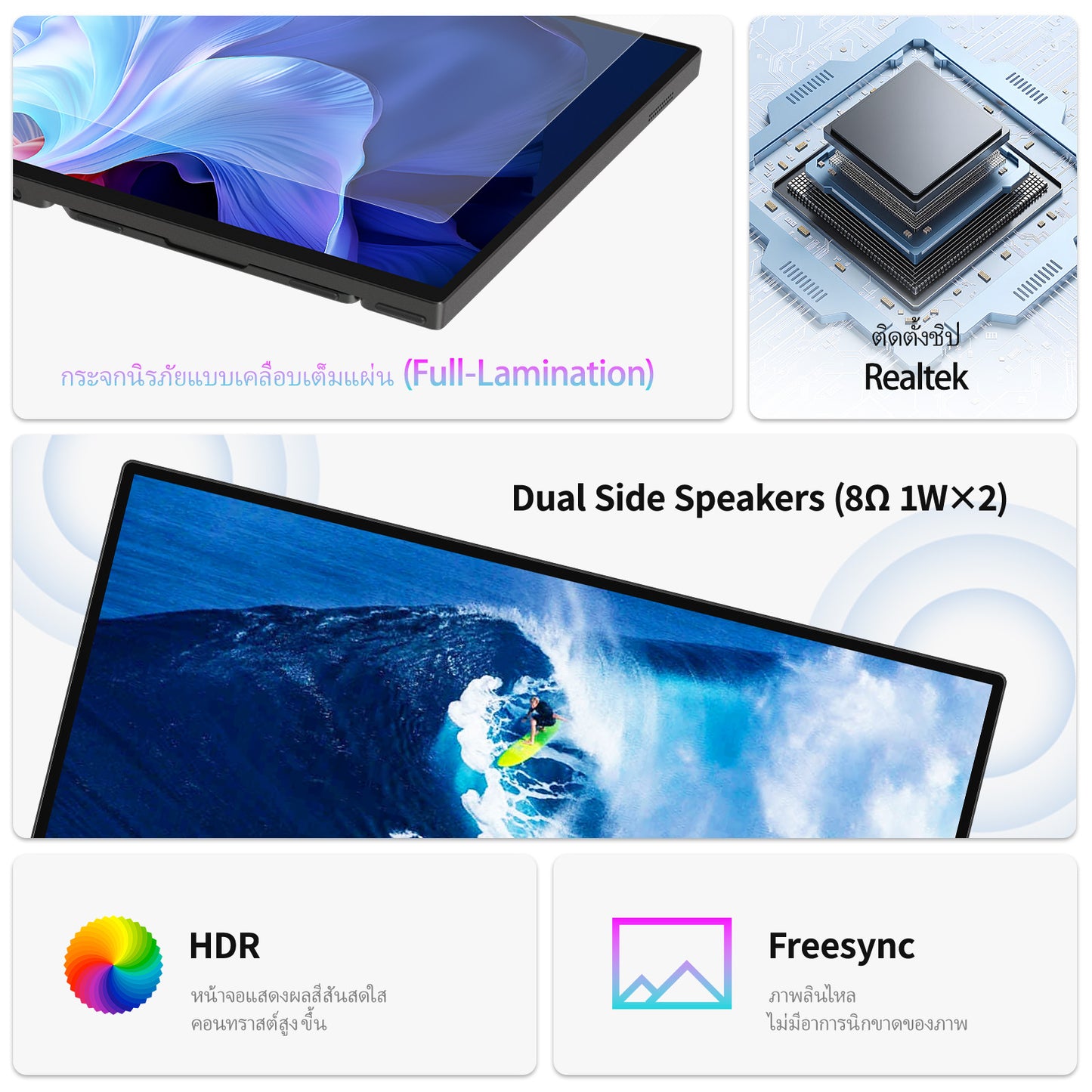 Intehill T16PB/สีดำ จอคอมพกพา FHD 1200P 16 นิ้ว (1920×1200) FHD 120Hz IPS หน้าจอสัมผัส Touchscreen